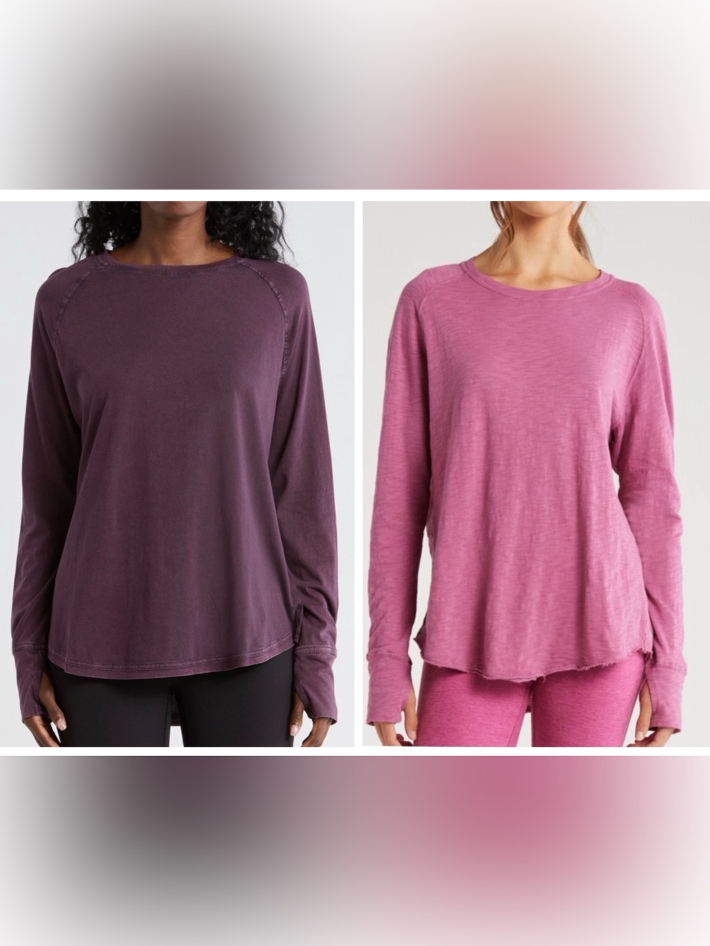 Zella BUNDLE NWT 2-Relaxed Fit Cotton Crewneck Long Sleeve THUMBHOLE CUFF Tee